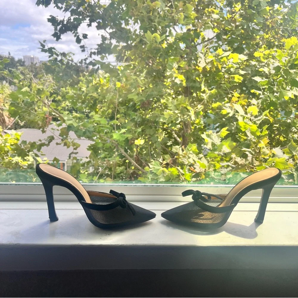mesh bow tie detail heeled mules 🎀👠👡 - Picture 6 of 7